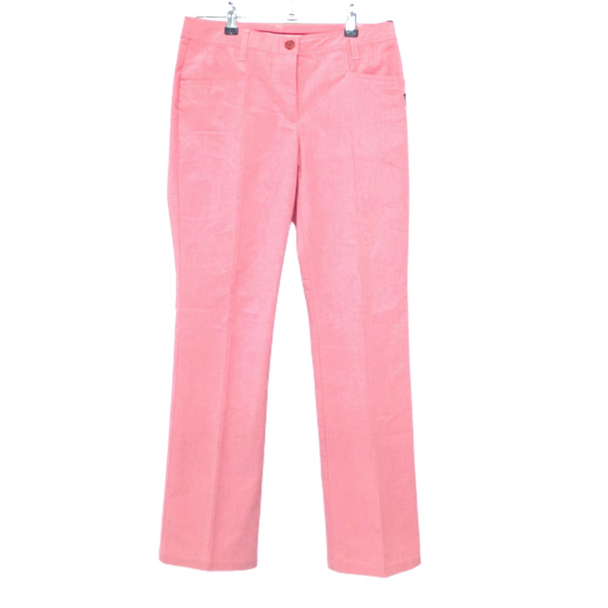 【美品】キャロウェイ パンツ 杢レッドピンク クラウン刺しゅう  レディース M ゴルフウェア Callaway