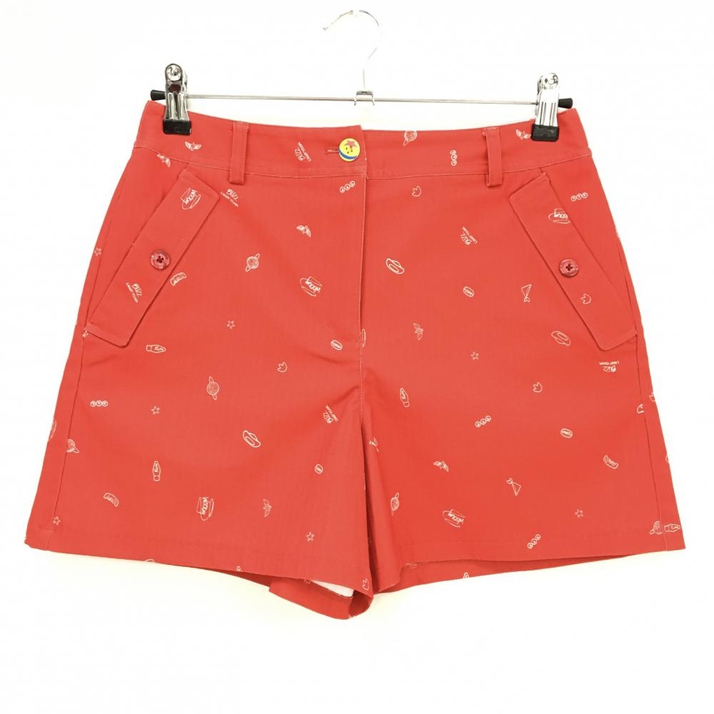 【超美品】キャロウェイ×Disney ショートパンツ レッド×白 総柄 トイストーリー ストレッチ レディース M ゴルフウェア Callaway