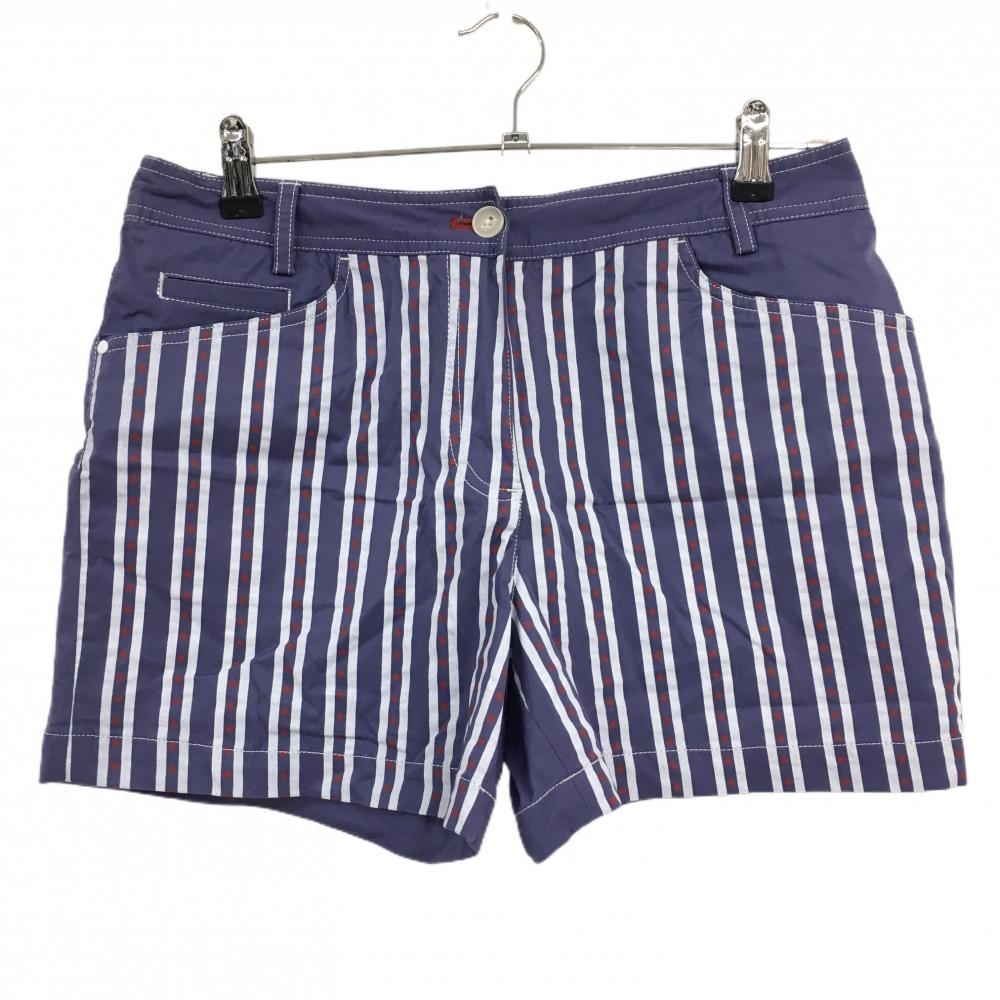 【美品】キャロウェイ ショートパンツ ネイビー×白 前ストライプ 星 後ろワッペン  レディース LL ゴルフウェア Callaway