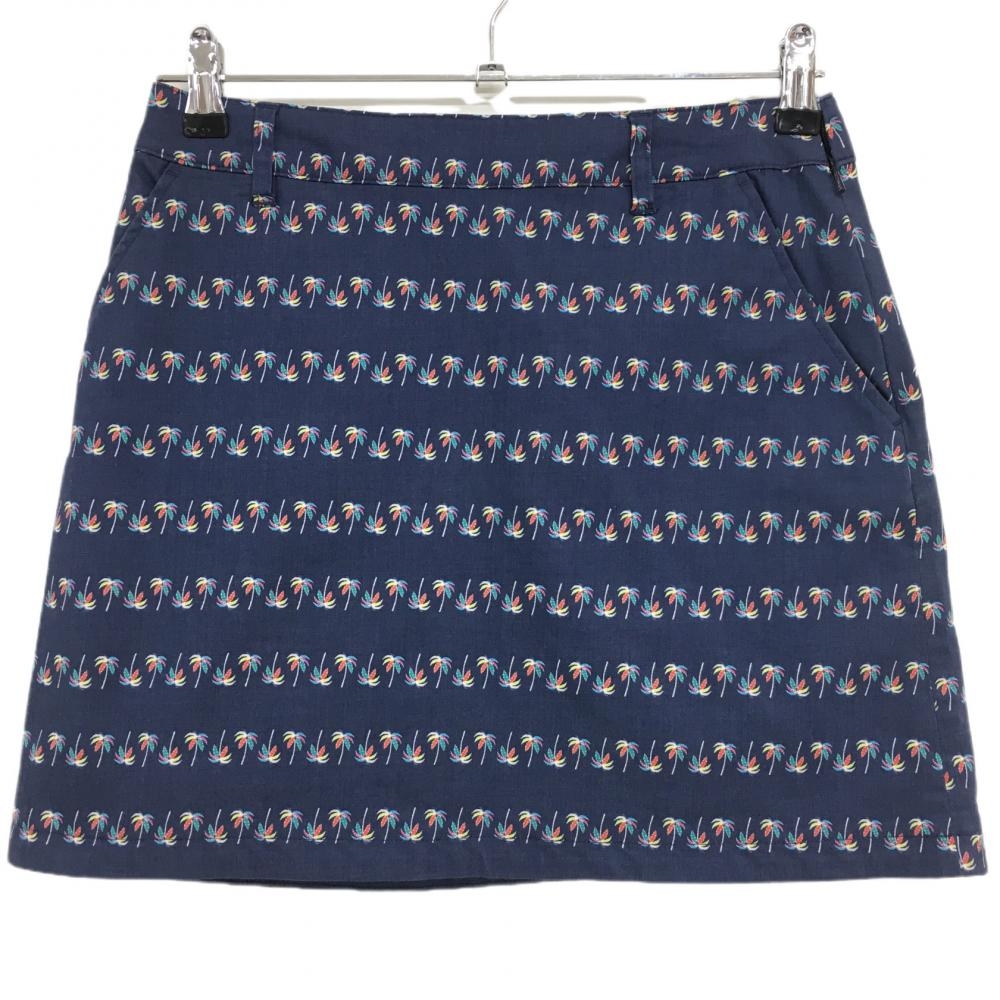 【超美品】キャロウェイ スカート ネイビー×マルチカラー ヤシの木柄 コットン混  レディース M ゴルフウェア Callaway