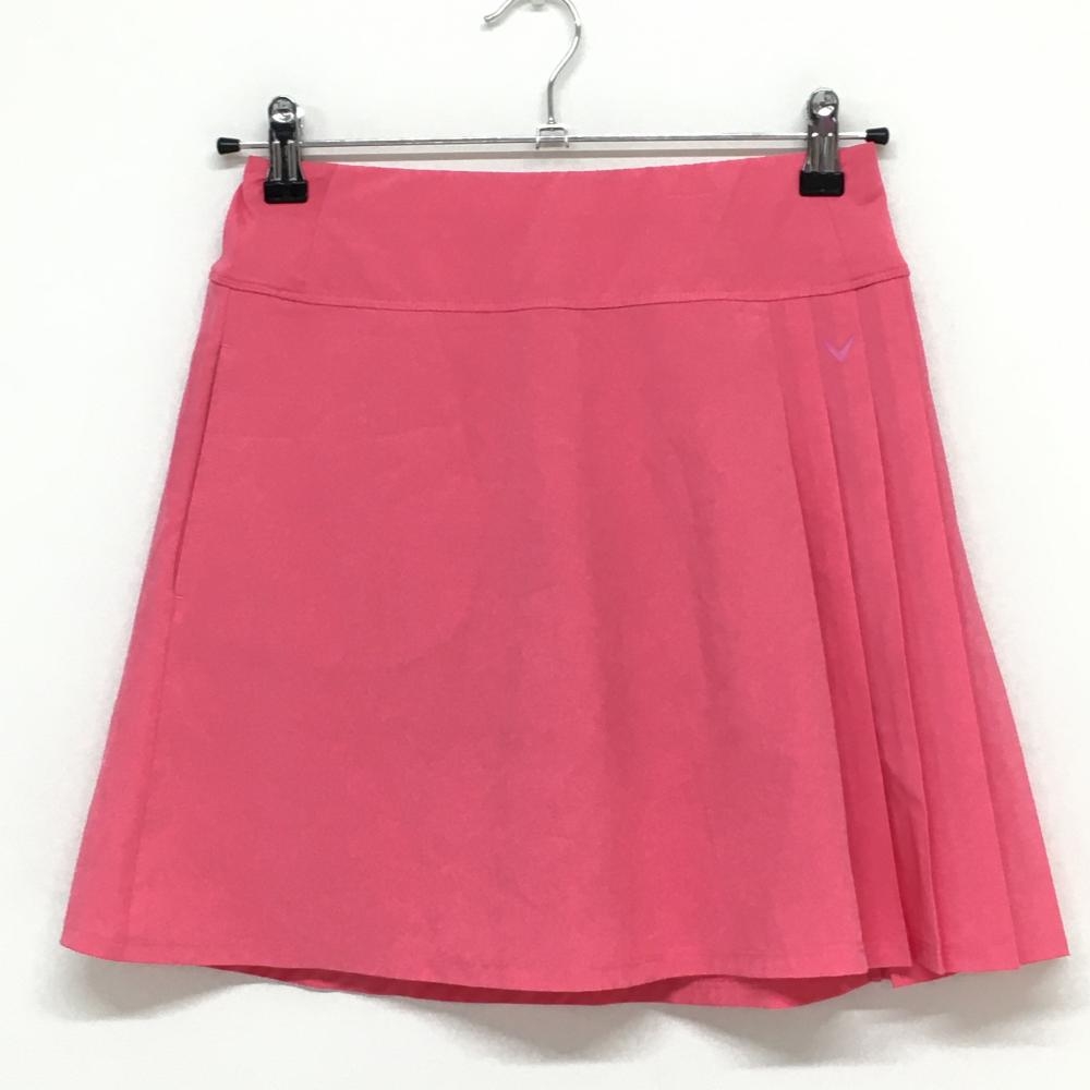 【超美品】キャロウェイ スカート ピンク サイドプリーツ ウエストゴム ストレッチ  レディース XS・ECH・TP ゴルフウェア Callaway