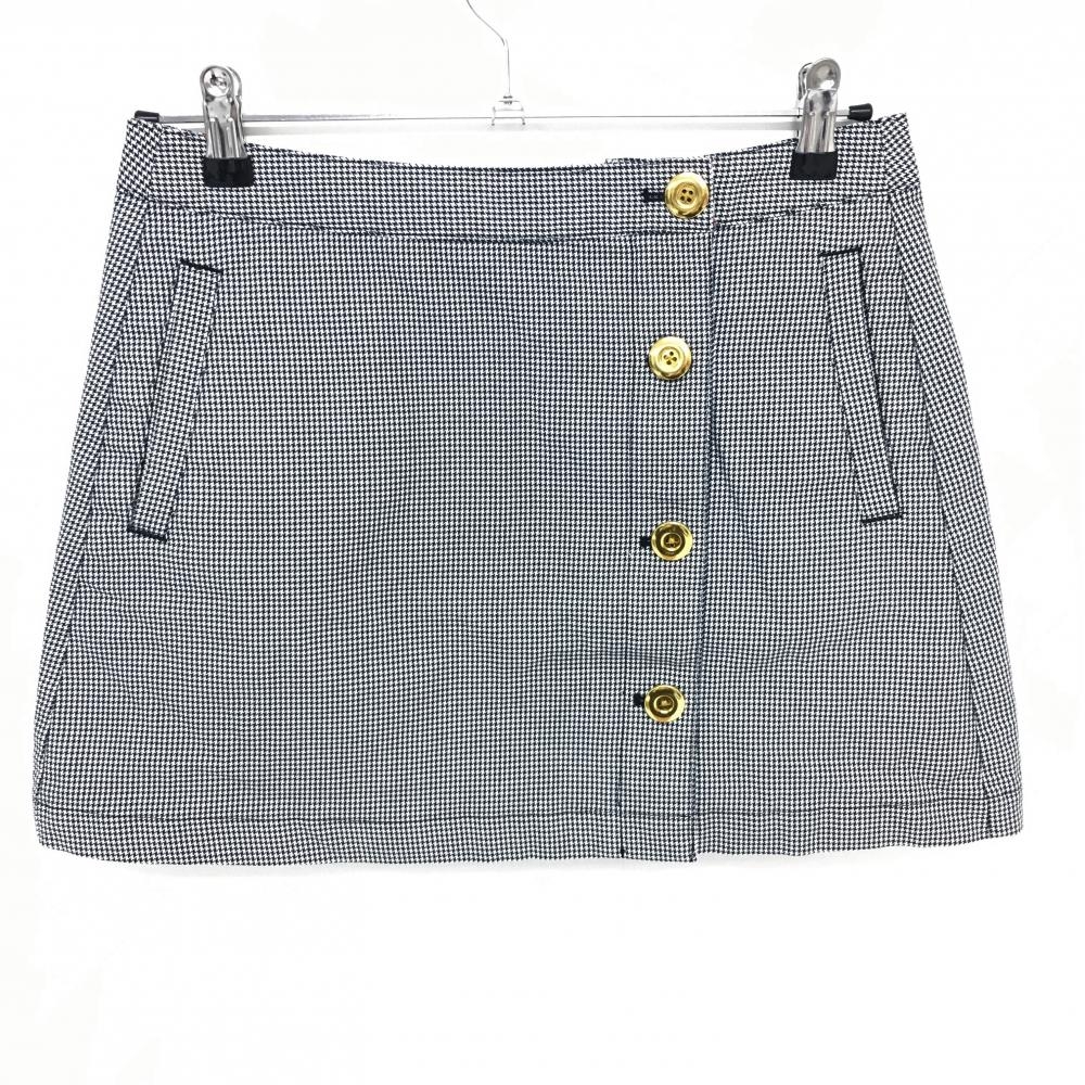 【美品】キャロウェイ 巻きスカート 黒×白 千鳥格子 インナーパンツ付き 金ボタン  レディース M ゴルフウェア Callaway