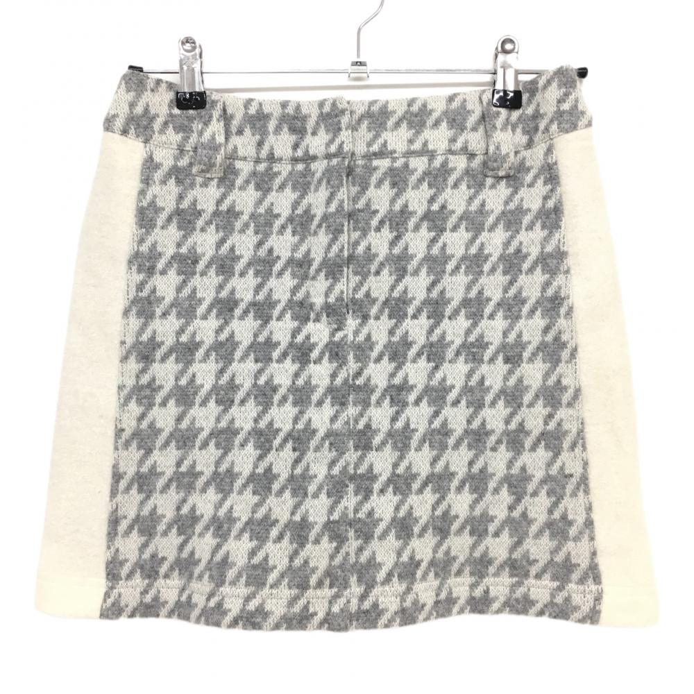 【超美品】キャロウェイ ニットスカート ライトグレー×白 千鳥格子 羊毛・ウール混  レディース SS ゴルフウェア Callaway