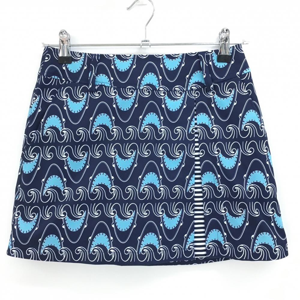 【超美品】キャロウェイ スカート ネイビー×ライトブルー 総柄 内側インナーパンツ レディース S ゴルフウェア Callaway