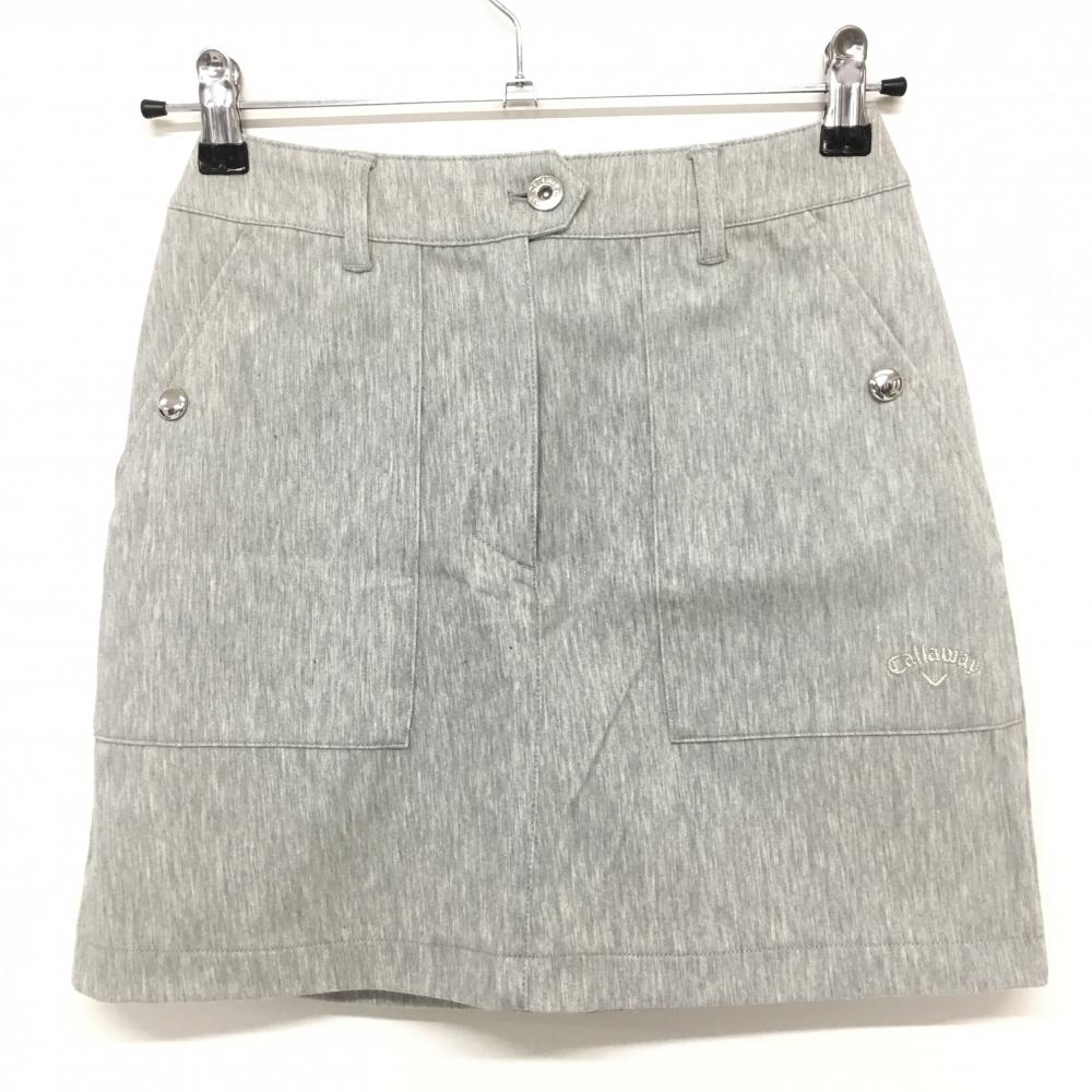 【超美品】キャロウェイ スカート 杢グレー ロゴシルバー レディース SS ゴルフウェア 2022年モデル Callaway