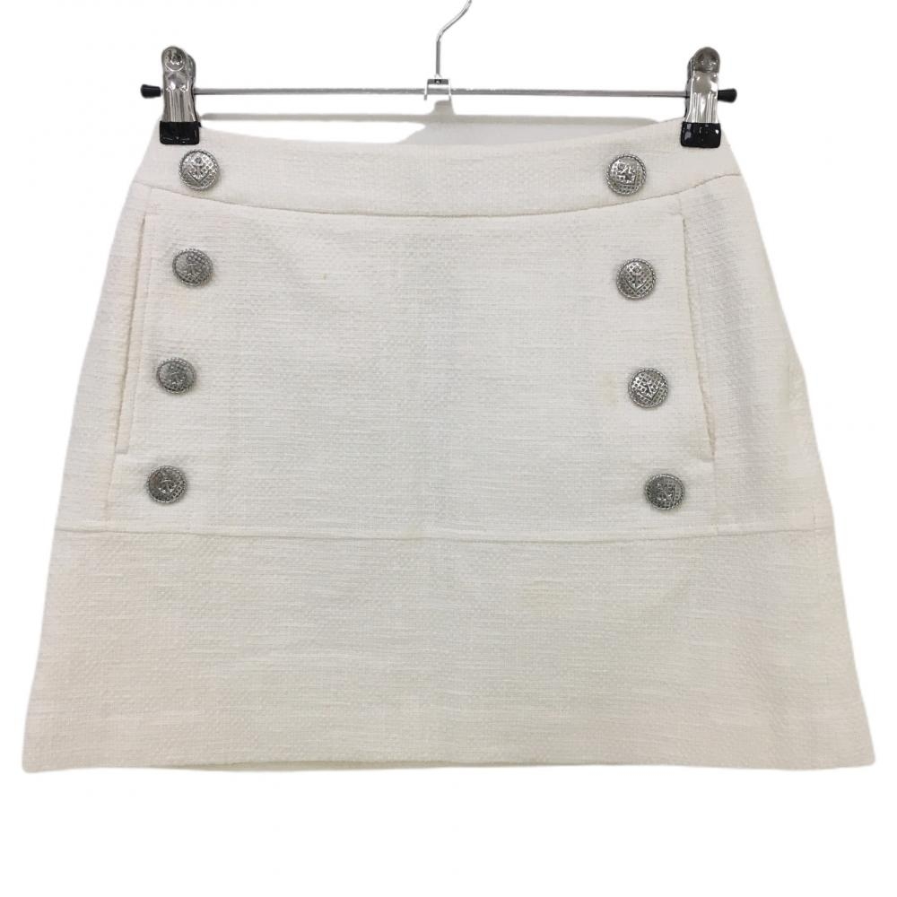 キャロウェイ スカート 白×シルバー ツイード イカリボタン 裏地付き  レディース M ゴルフウェア Callaway