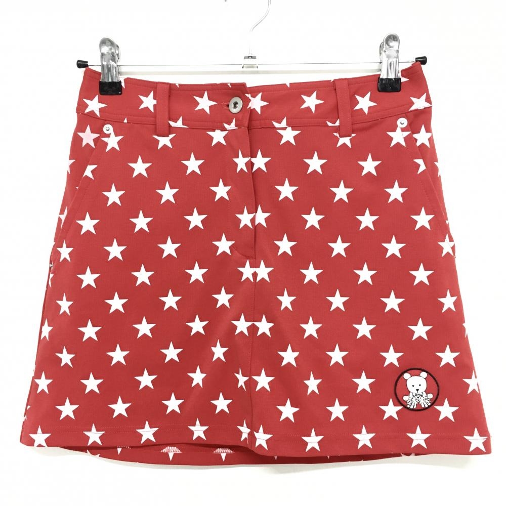【美品】キャロウェイ スカート レッド×白 星柄 ベアワッペン  レディース S ゴルフウェア Callaway