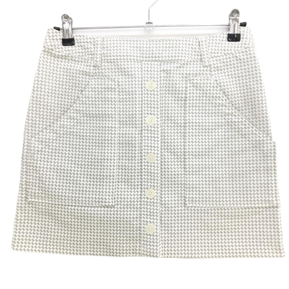 キャロウェイ スカート 白×グレー 総柄 フロント飾りボタン ストレッチ  レディース M ゴルフウェア Callaway