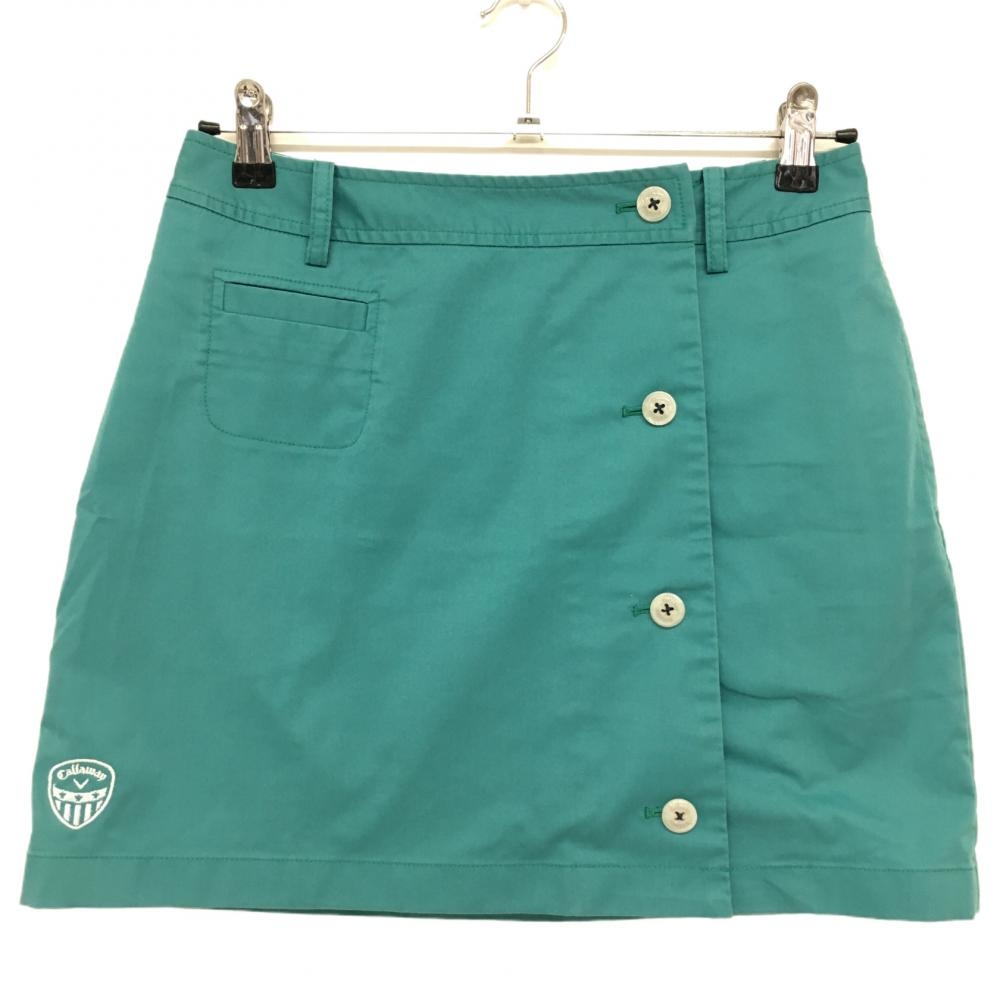 キャロウェイ スカート グリーン 無地 フロントボタン ストレッチ レディース M ゴルフウェア Callaway