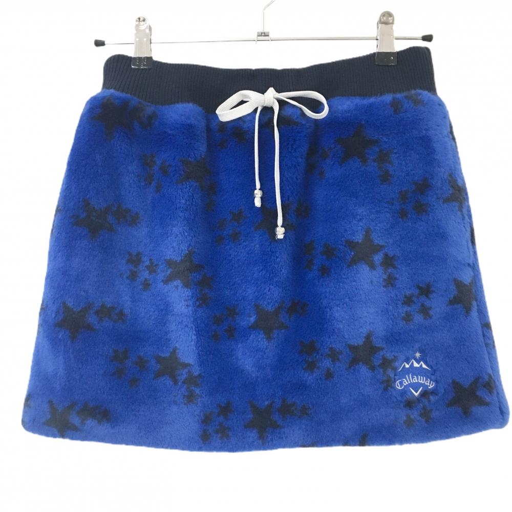 キャロウェイ ボアスカート ブルー×ネイビー 星柄 ウエストゴム レディース S ゴルフウェア Callaway