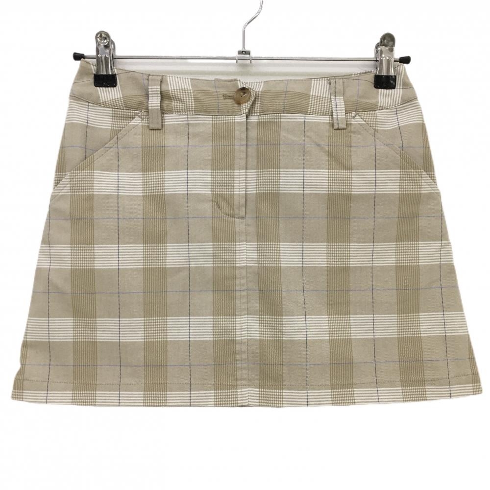 【超美品】キャロウェイ スカート ベージュ×白 チェック ストレッチ 内側インナーパンツ  レディース SS ゴルフウェア Callaway