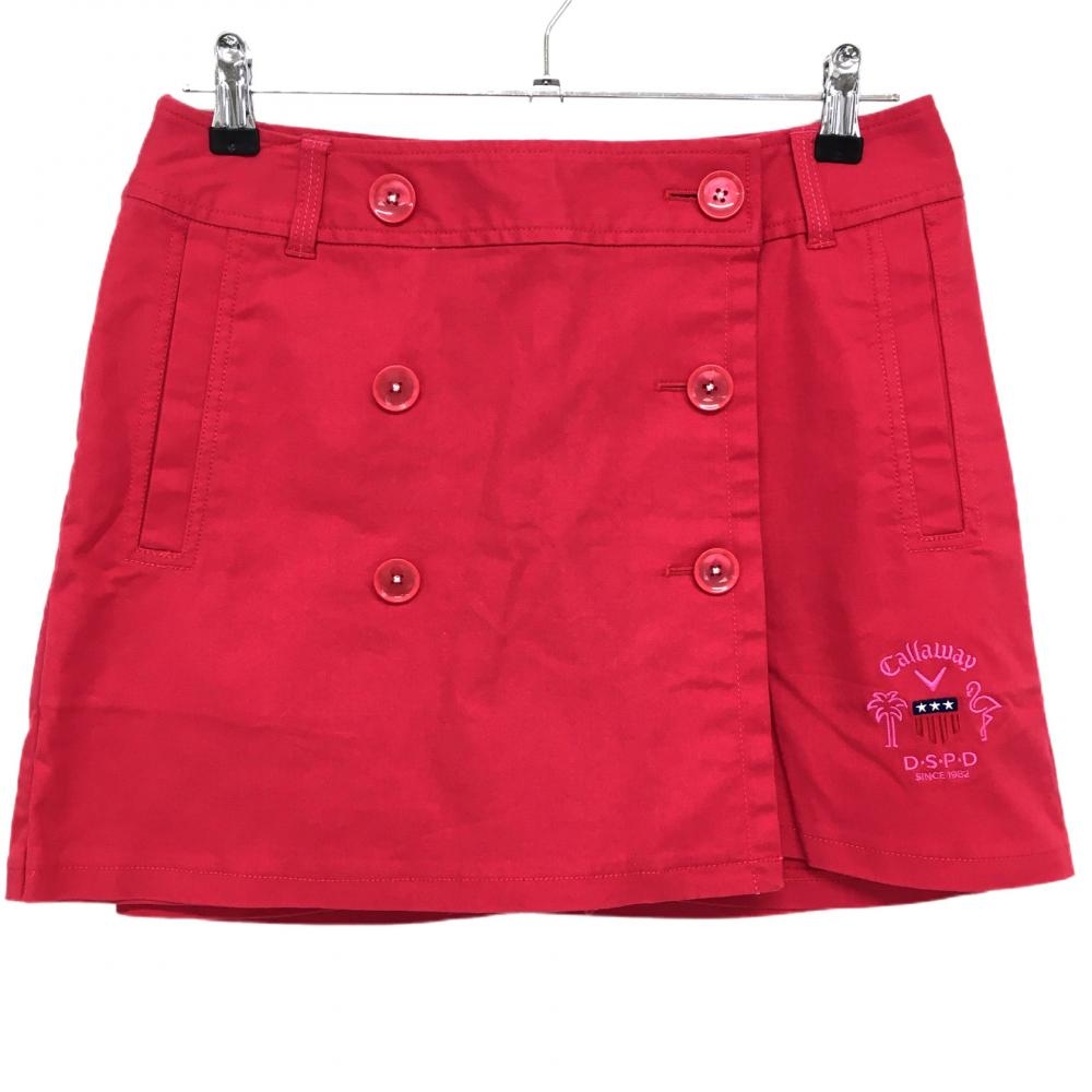 【美品】キャロウェイ スカート レッド 前ボタン 内側インナーパンツ レディース L ゴルフウェア Callaway