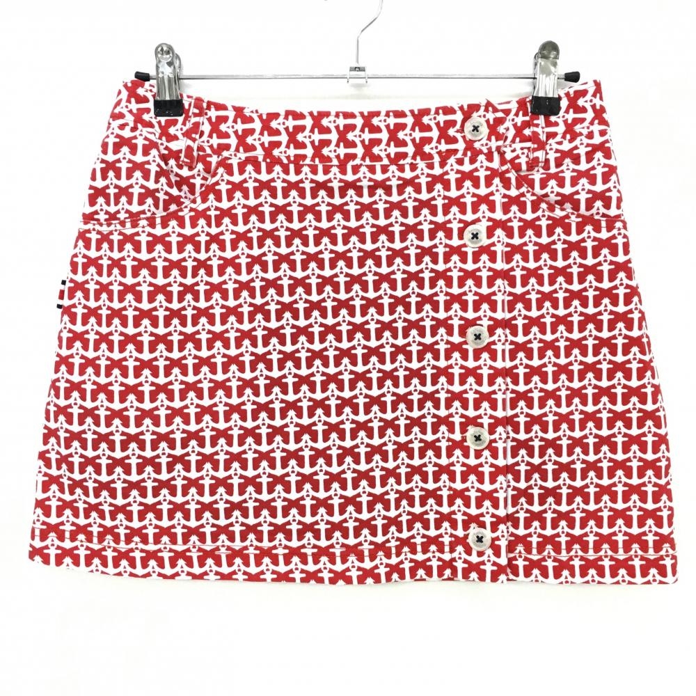 【超美品】キャロウェイ スカート レッド×白 イカリ柄 内側インナーパンツ レディース M ゴルフウェア Callaway