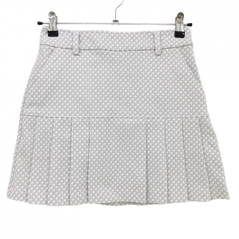 【超美品】キャロウェイ スカート ライトグレー×白 総柄 裾プリーツ レディース SS ゴルフウェア Callaway