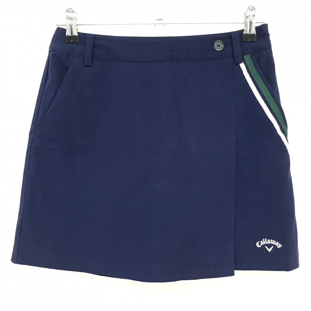 【美品】キャロウェイ スカート ネイビー×白 一部ライン 内側インナーパンツ  レディース S ゴルフウェア Callaway