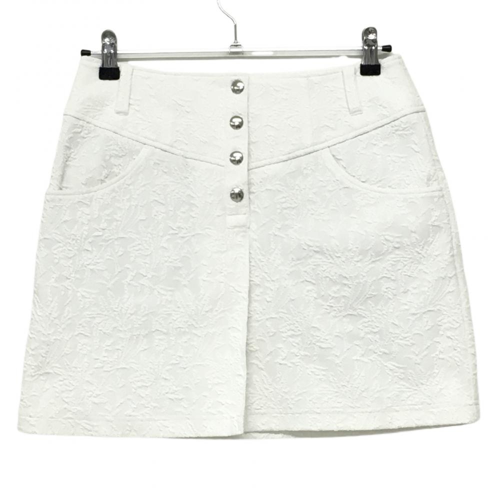 キャロウェイ スカート 白 総柄 凹凸生地 ロゴ刺しゅう  レディース M ゴルフウェア Callaway