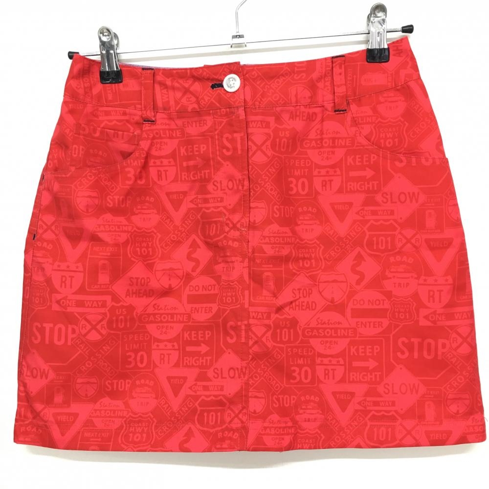 キャロウェイ スカート レッド 総柄 バックロゴ  レディース M ゴルフウェア Callaway