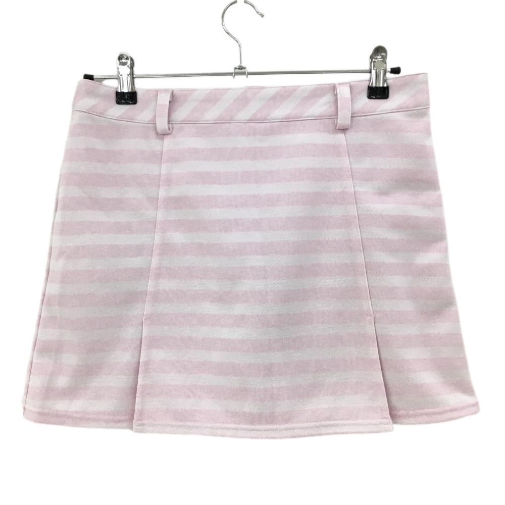 【美品】キャロウェイ スカート ピンク×白 ボーダー柄 バックロゴ レディース L ゴルフウェア Callaway