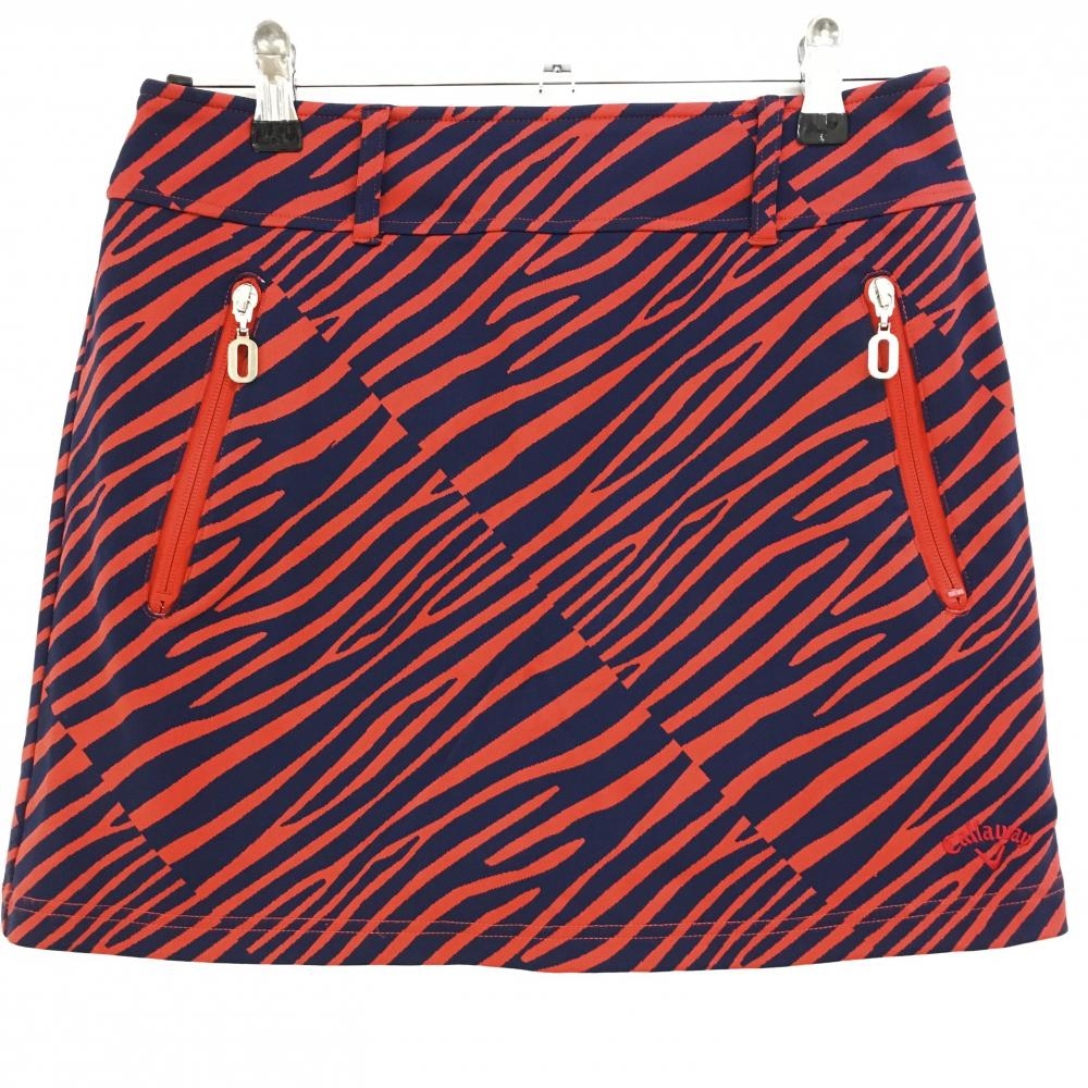 キャロウェイ スカート レッド×ネイビー 総柄  レディース M ゴルフウェア Callaway