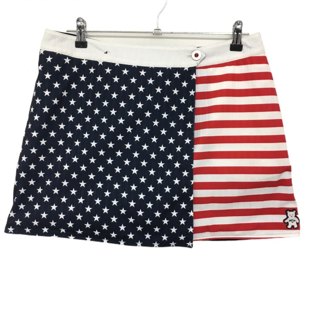 キャロウェイ リバーシブルスカート ネイビー×レッド 星柄 ストライプ  レディース M ゴルフウェア Callaway