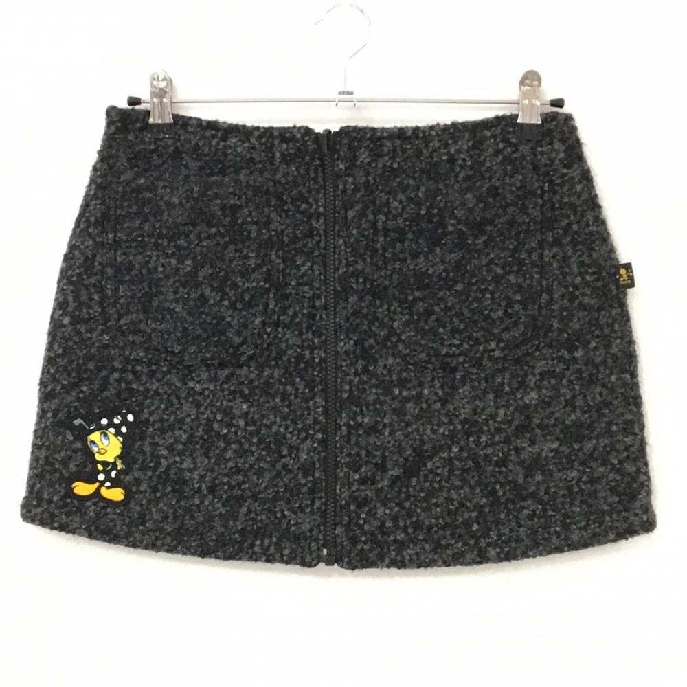 【超美品】キャロウェイ×Tweety リバーシブルスカート 黒×グレー リングツイード調 裏ドット柄  レディース M ゴルフウェア Callaway