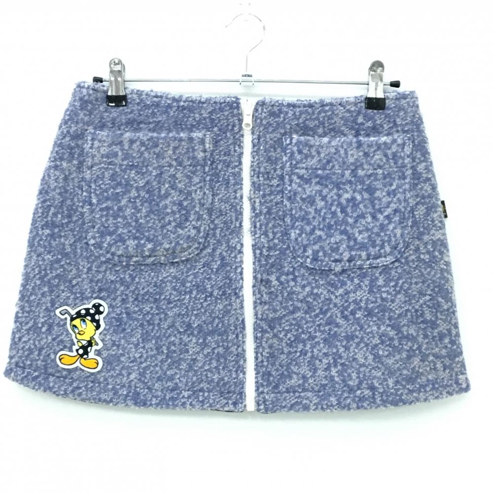 【美品】キャロウェイ×Tweety リバーシブルスカート ブルー×ライトグレー系 リングツイード調  レディース M ゴルフウェア Callaway