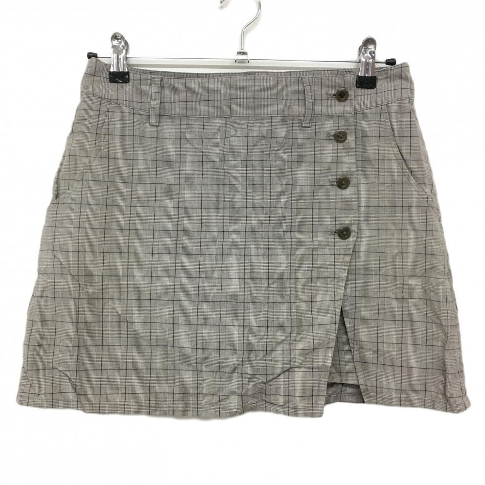 キャロウェイ スカート ブラウン×白 グレンチェック ラップスカート風 内側インナーパンツ レディース M ゴルフウェア Callaway