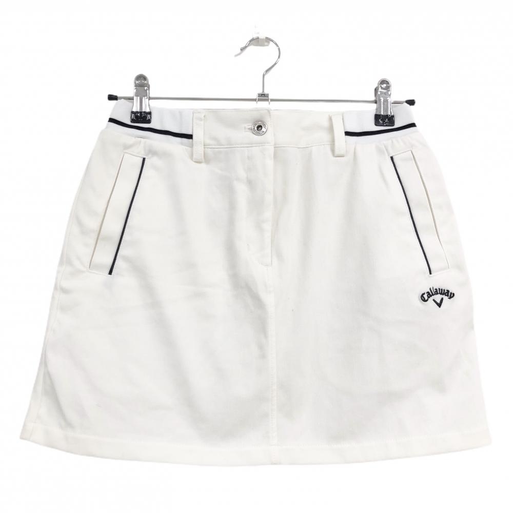 【美品】キャロウェイ スカート 白×黒 ウエスト一部ゴムライン レディース S ゴルフウェア 2024年モデル Callaway