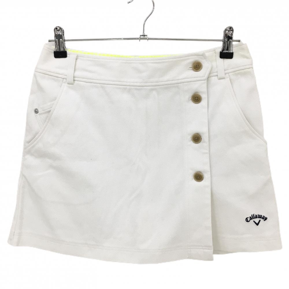 キャロウェイ ラップスカート 白 織生地 内側インナーパンツ  レディース L ゴルフウェア Callaway