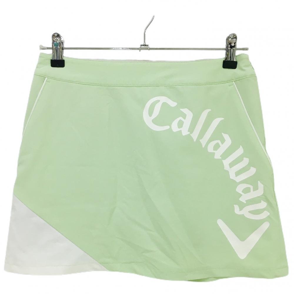 【超美品】キャロウェイ スカート ライトグリーン×白 ビッグロゴ 内側インナーパンツ  レディース M ゴルフウェア 2022年モデル Callaway
