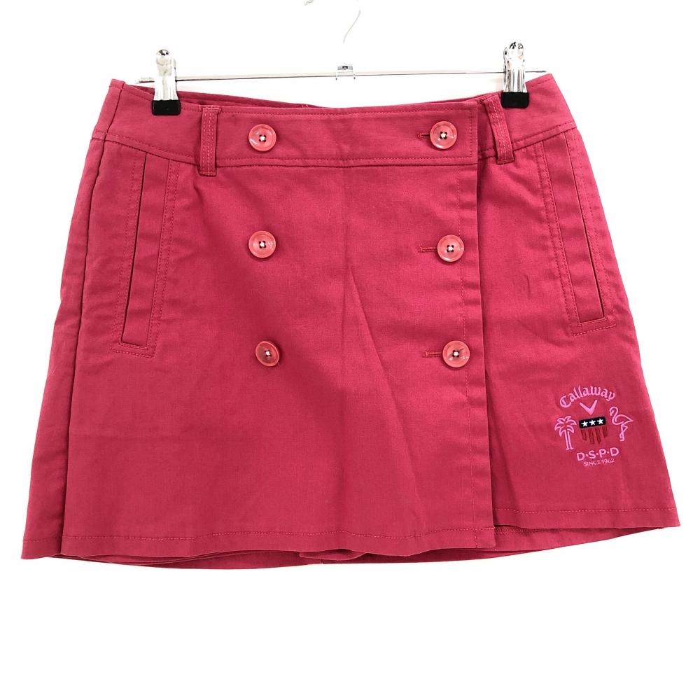 キャロウェイ スカート ピンクレッド 内側インナーパンツ フラミンゴ刺しゅう  レディース L ゴルフウェア Callaway