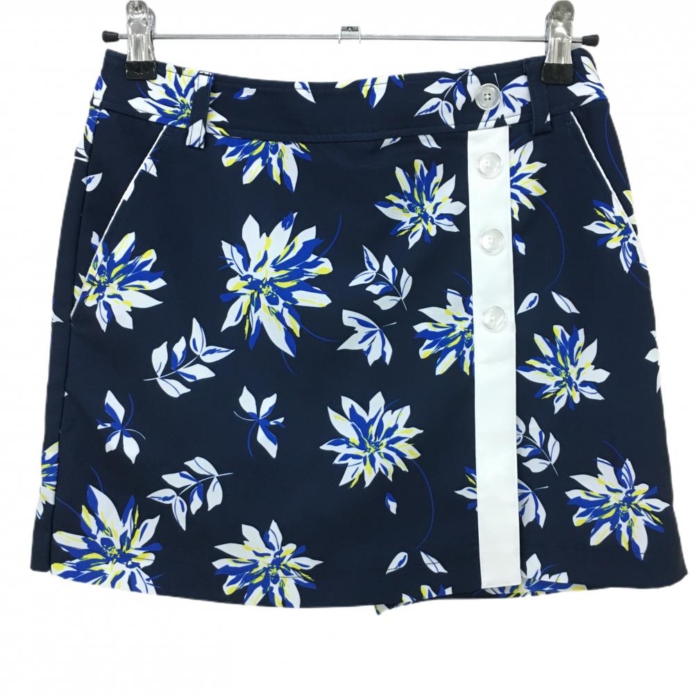 【美品】キャロウェイ レッドレーベル スカート ネイビー×白 花柄 内側インナーパンツ レディース S ゴルフウェア Callaway