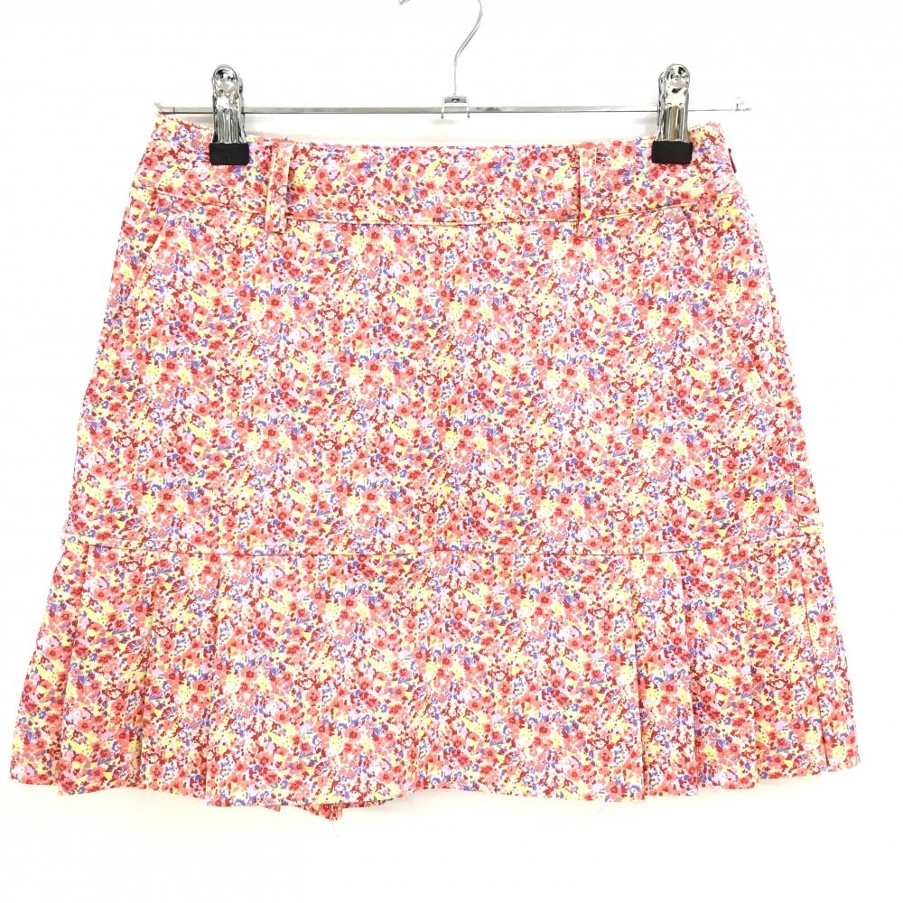 【超美品】キャロウェイ スカート ピンク×ライトグリーン 小花柄 裾プリーツ レディース S ゴルフウェア 2022年モデル Callaway