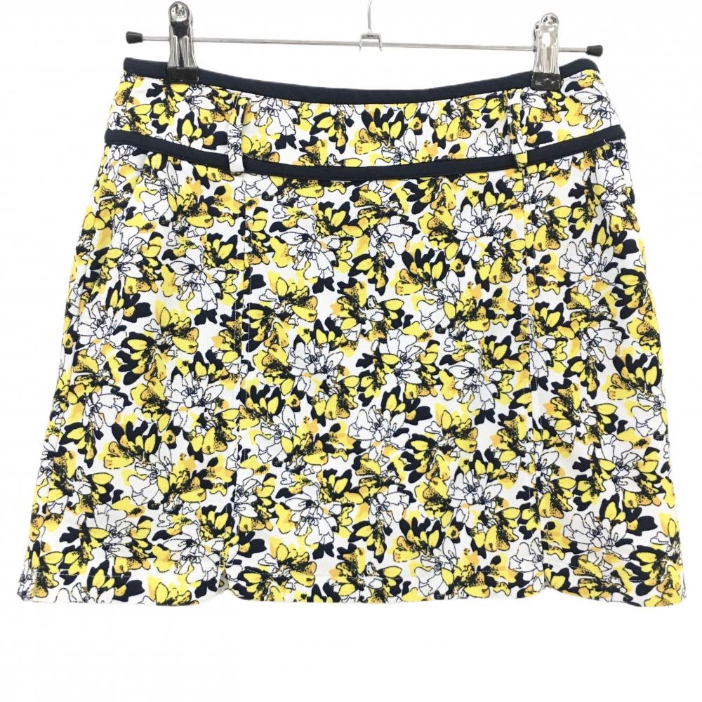 【超美品】キャロウェイ スカート 白×イエロー 花柄 裏地付 レディース M ゴルフウェア Callaway