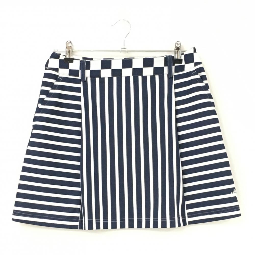 キャロウェイ スカート ネイビー×白 フロントストライプ サイドボーダー ストレッチ レディース L ゴルフウェア Callaway