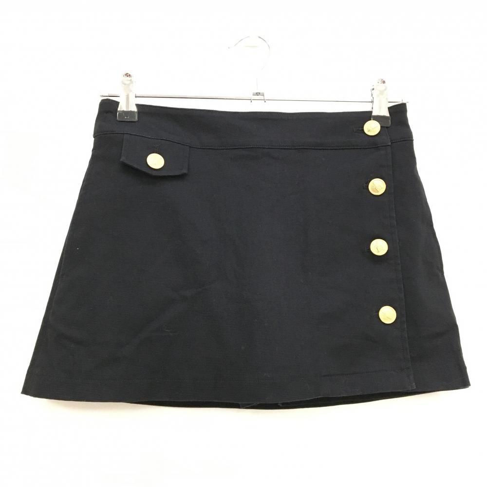 【美品】キャロウェイ ラップスカート 黒 織生地 バックロゴ 内側インナーパンツ レディース S ゴルフウェア Callaway