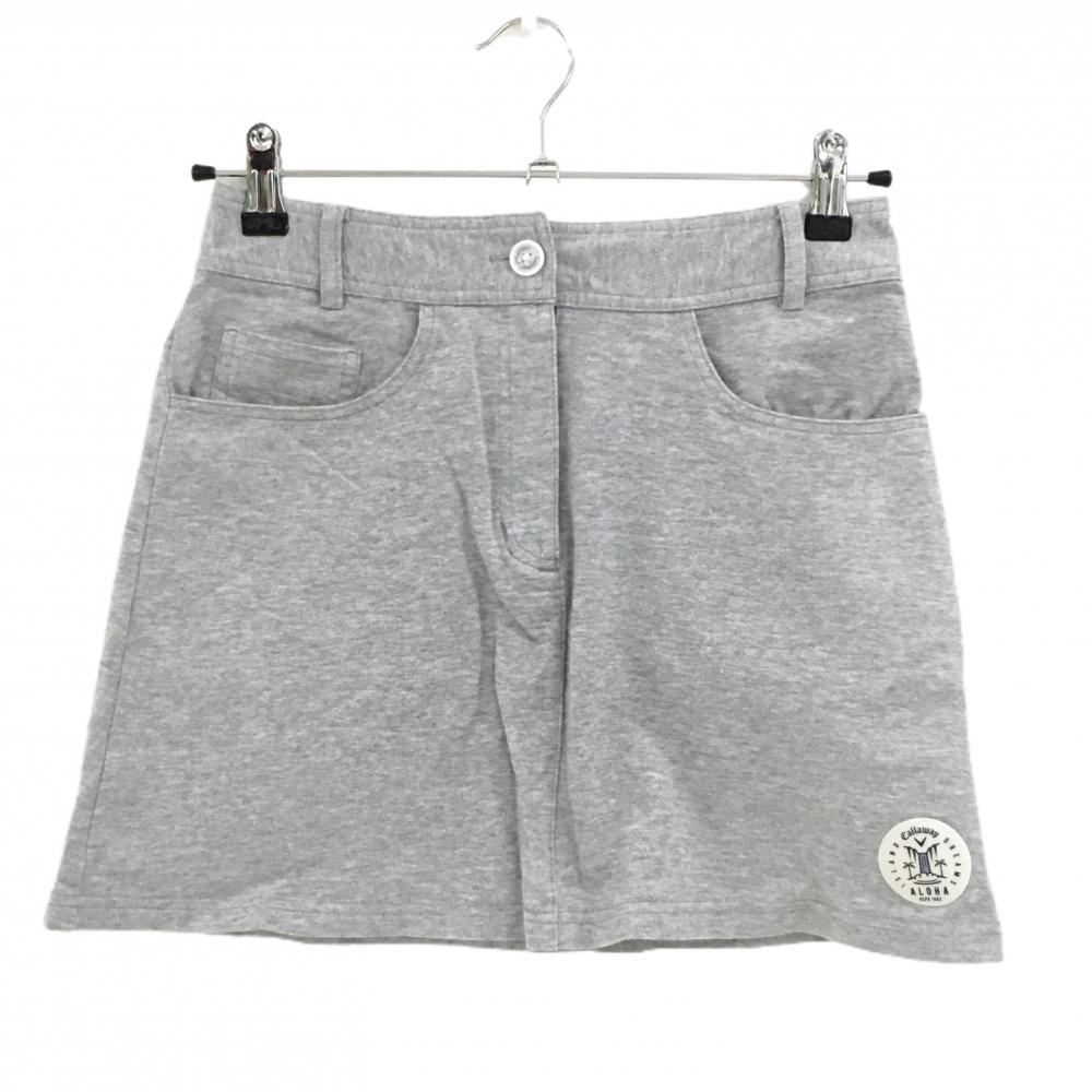【超美品】キャロウェイ スカート 杢グレー 裾ワッペン ストレッチ  レディース SS ゴルフウェア Callaway