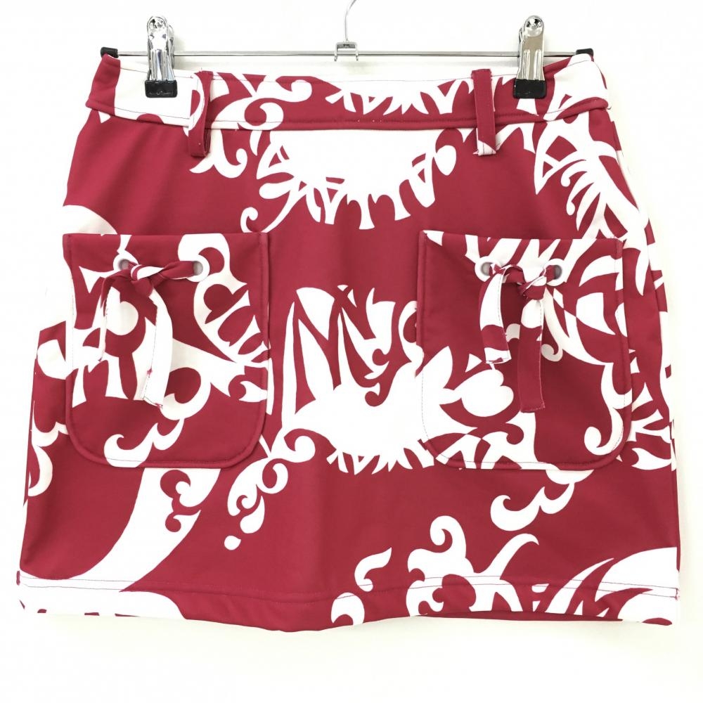 【超美品】キャロウェイ スカート レッド×白 総柄 裏起毛  レディース S ゴルフウェア Callaway
