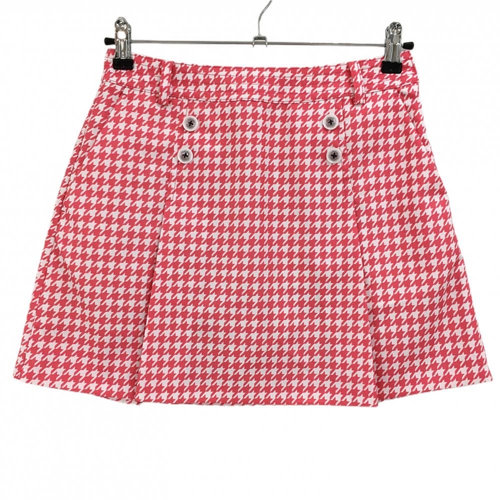 【超美品】キャロウェイ ボックススカート 白×ピンク 千鳥柄 バックロゴ 内側インナーパンツ レディース S ゴルフウェア Callaway