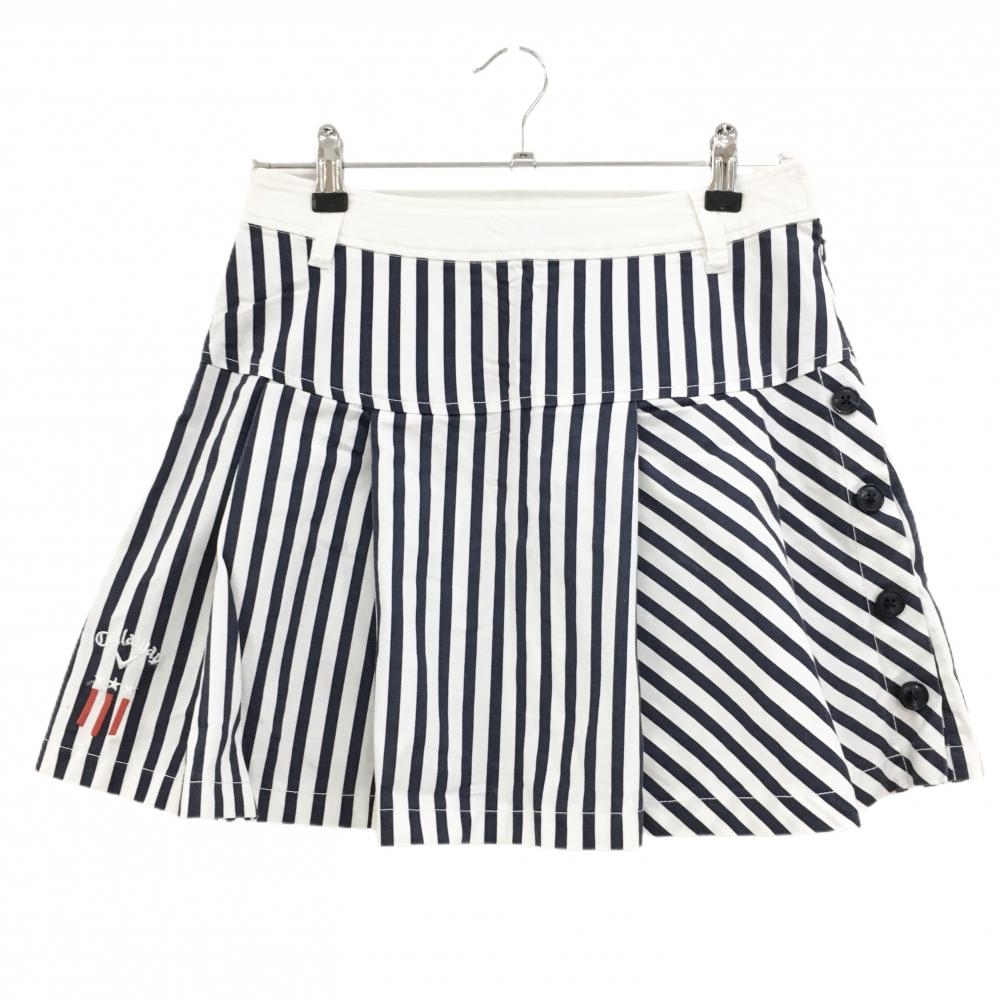 キャロウェイ スカート 白×ネイビー ストライプ  レディース M ゴルフウェア Callaway