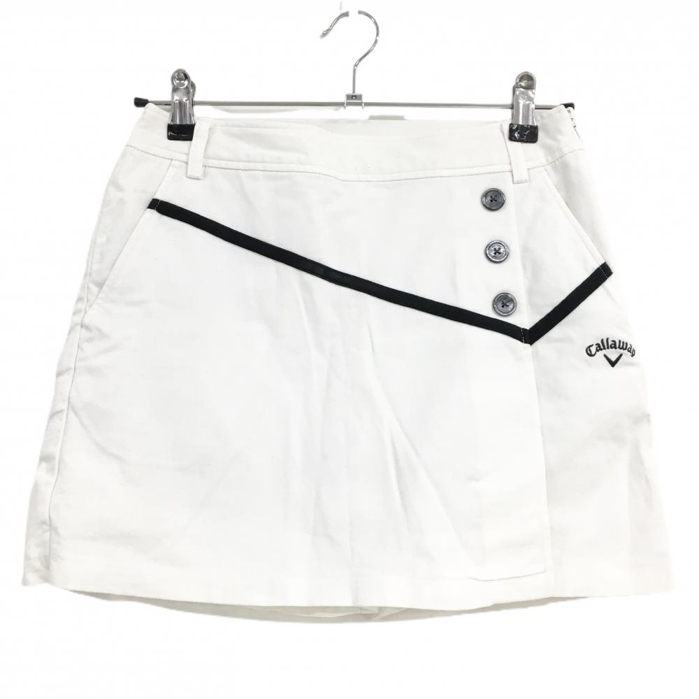 【美品】キャロウェイ スカート 白×黒 ロゴ刺しゅう 内側インナーパンツ  レディース S ゴルフウェア Callaway
