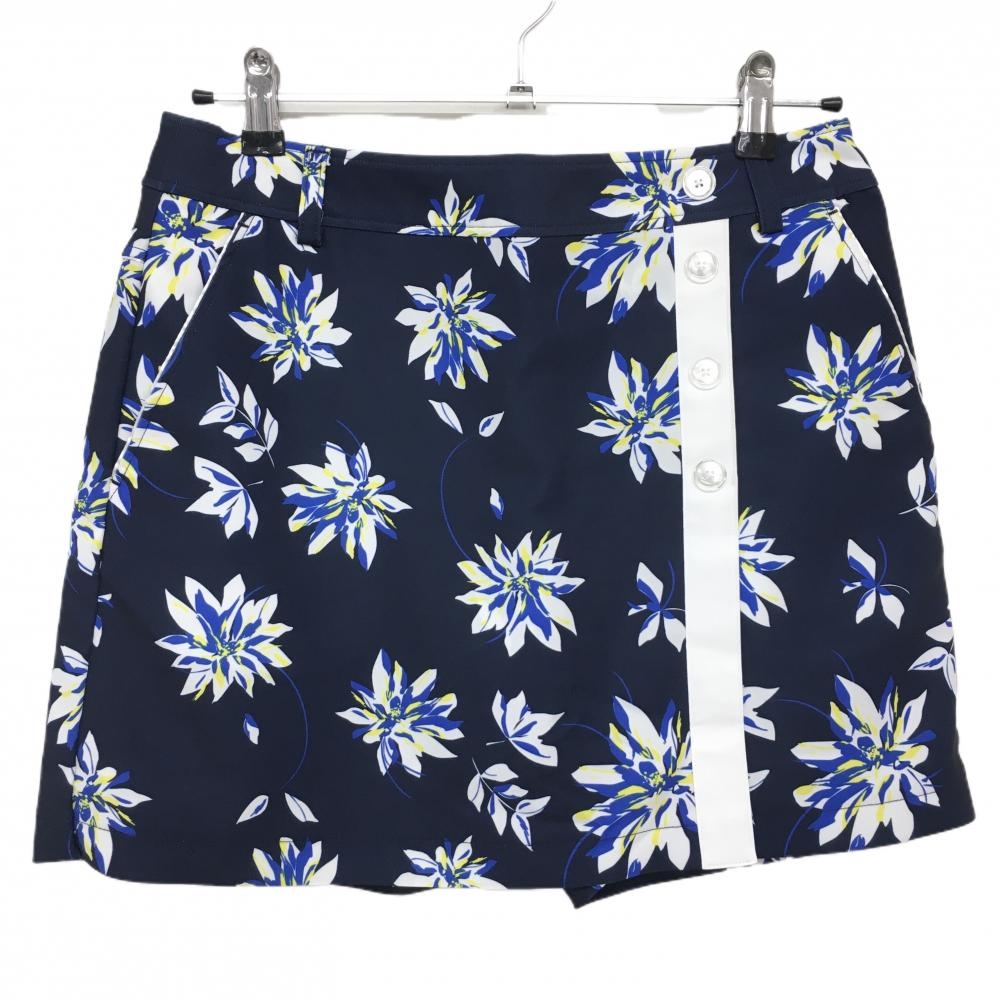 【超美品】キャロウェイレッドレーベル スカート ネイビー×白 花柄 内側インナーパンツ  レディース L ゴルフウェア Callaway