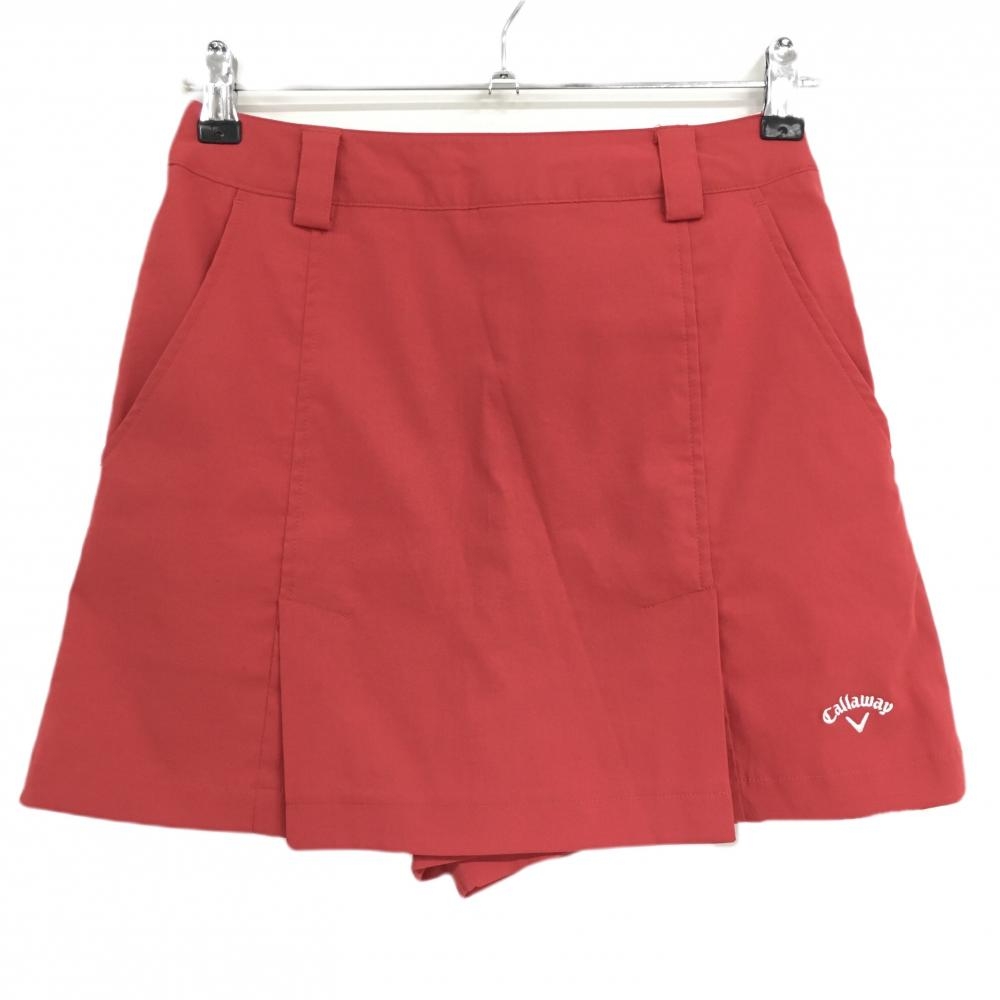 【超美品】キャロウェイ スカート レッド 裾ロゴ刺しゅう ストレッチ   レディース S ゴルフウェア Callaway