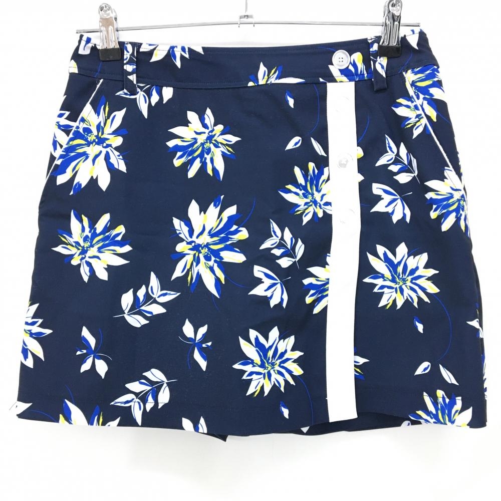 【美品】キャロウェイレッドレーベル スカート ネイビー×白 花柄 内側インナーパンツ レディース M ゴルフウェア Callaway