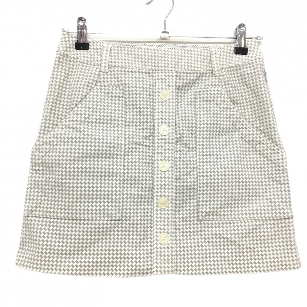 【美品】キャロウェイ コーデュロイスカート 白×グレー 総柄 レディース S ゴルフウェア Callaway