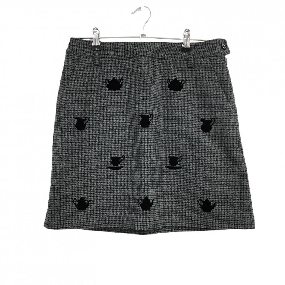 【超美品】キャロウェイ スカート グレー×黒 格子柄 ティーカップ ポット 裏地付き レディース L ゴルフウェア Callaway