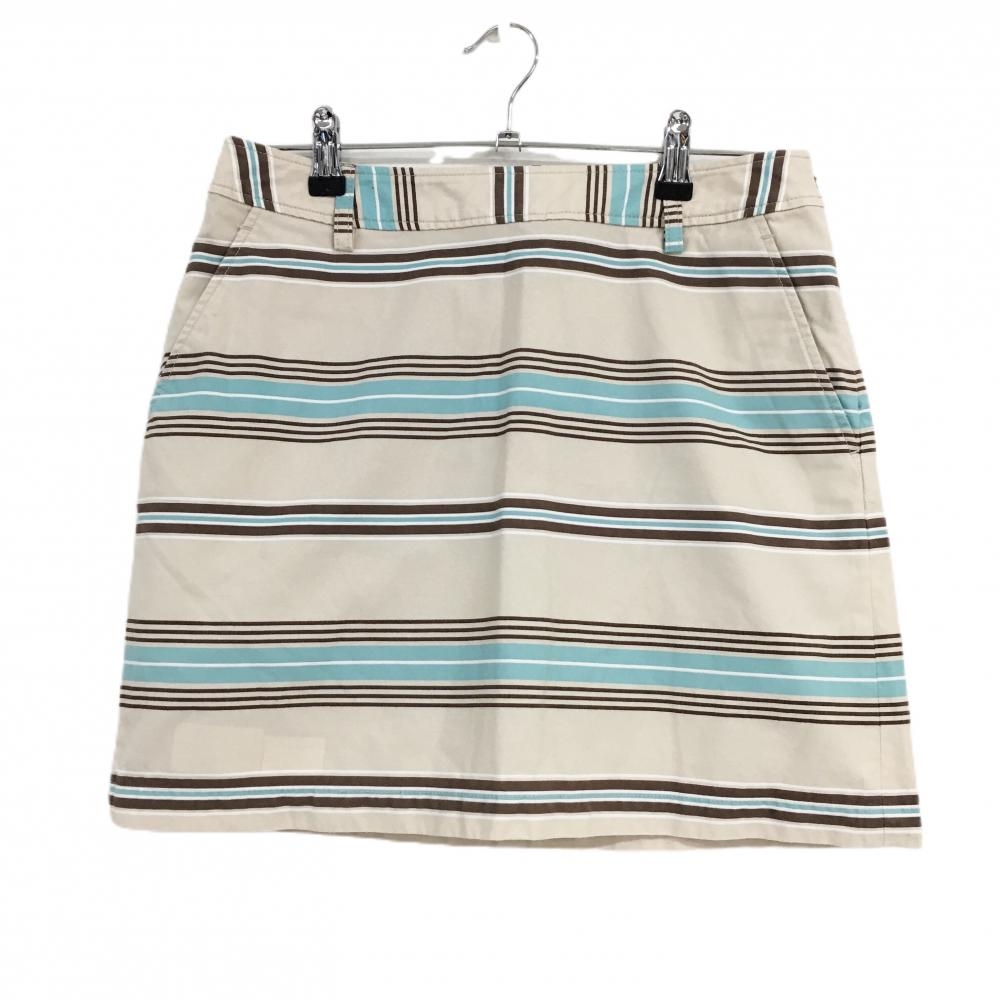 【美品】キャロウェイ スカート ベージュ×ブラウン ボーダー調  レディース L ゴルフウェア Callaway