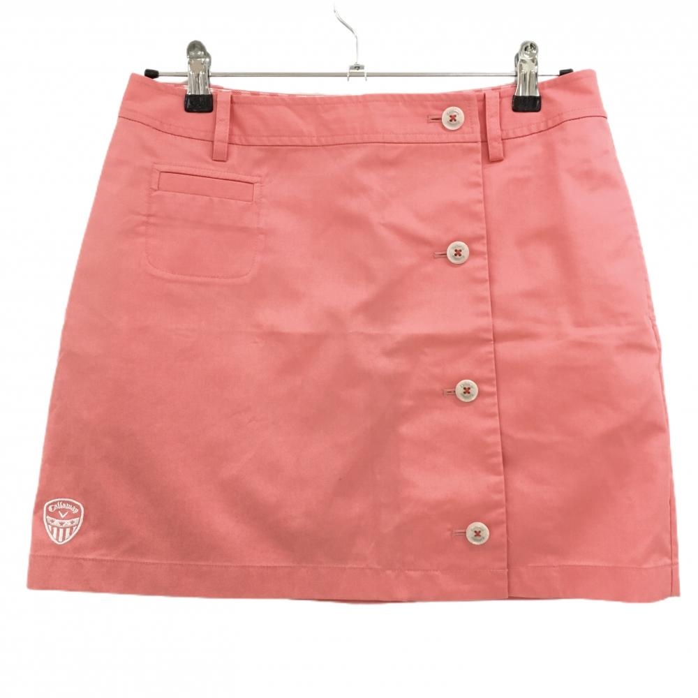 【超美品】キャロウェイ スカート サーモンピンク系 ウエスト裏チェック レディース L ゴルフウェア Callaway