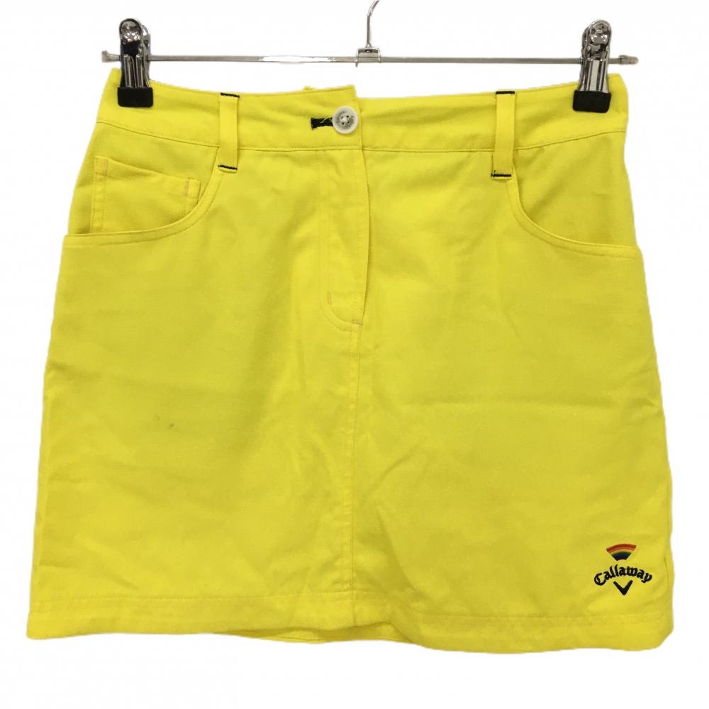 【美品】キャロウェイ スカート イエロー 虹刺しゅう レディース S ゴルフウェア Callaway