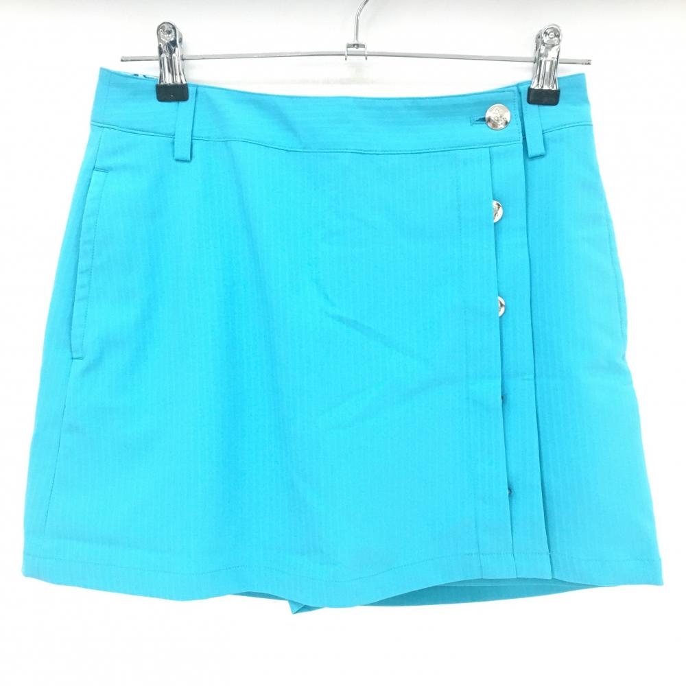 【超美品】キャロウェイ スカート ライトブルー ストライプ織生地 内側パンツ レディース S ゴルフウェア Callaway